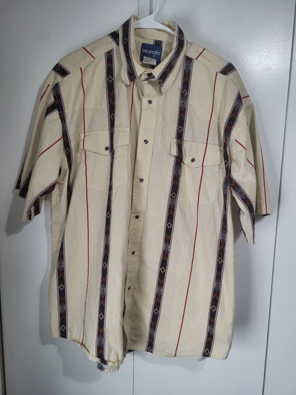 Vtg Wranger XL Western Purple Pearl Snap Short Sleeve Shirt Rodeo Cowboy *READ